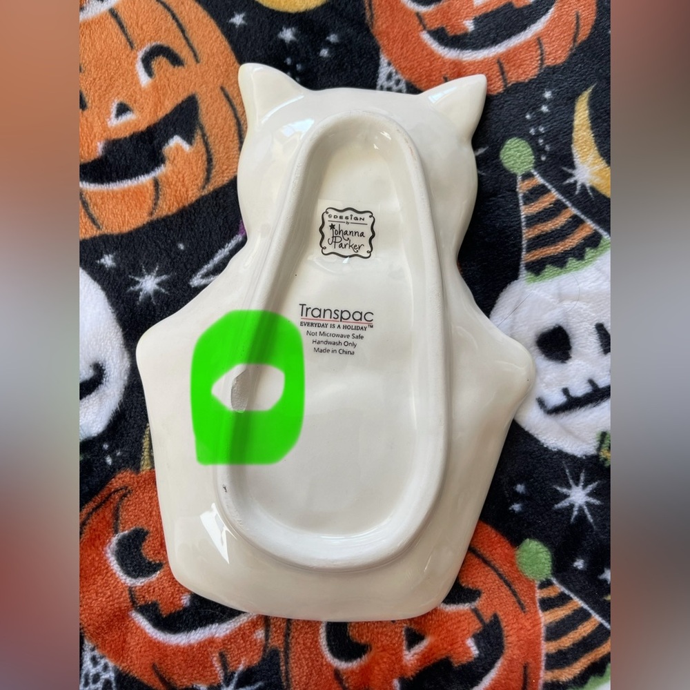 Johanna Parker Halloween Black Cupcake Cat kitchen spoon rest trinket tray Dish - Picture 2 of 3